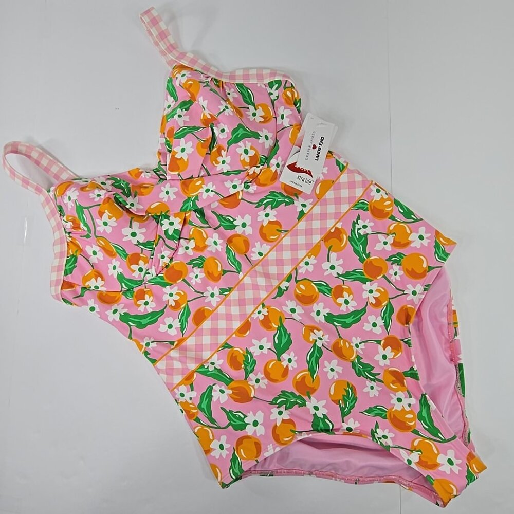 NWT LANDS END DRAPER JAMES TUMMY CONTROL ONE PIECE PINK SWIMSUIT WOMENS SIZE 16W